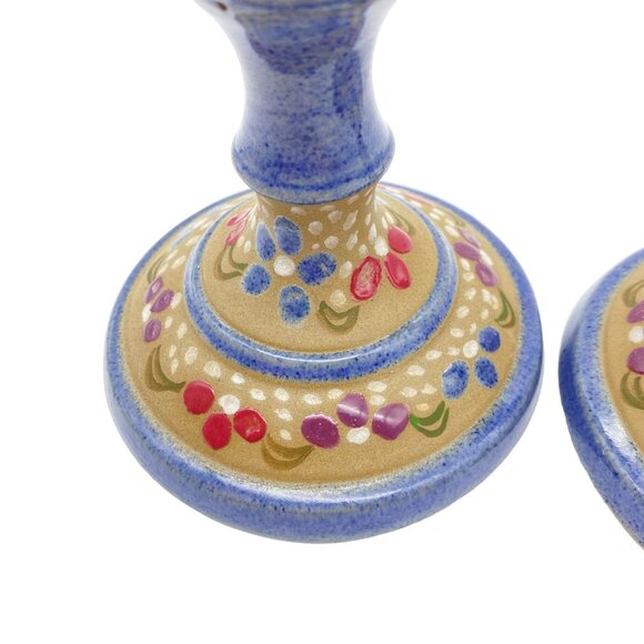 Studio Pottery Taper candlestick holders stoneware Signed Ballard country chic - Picture 3 of 11